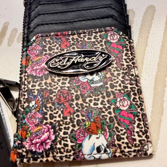 Ed Hardy leopard print card holder wallet new with tags - Picture 2 of 5